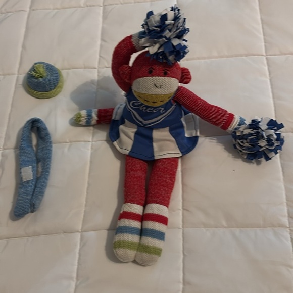 Sock Monkey with Cheer Outfit, Scarf, and Hat - Picture 6 of 6